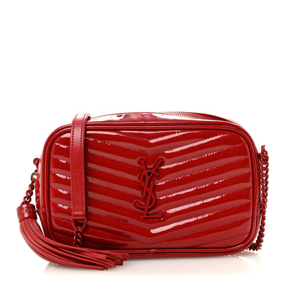 Saint Laurent Patent Calfskin Matelasse Monogram Mini Lou Camera Bag Eros Red 1 of 12