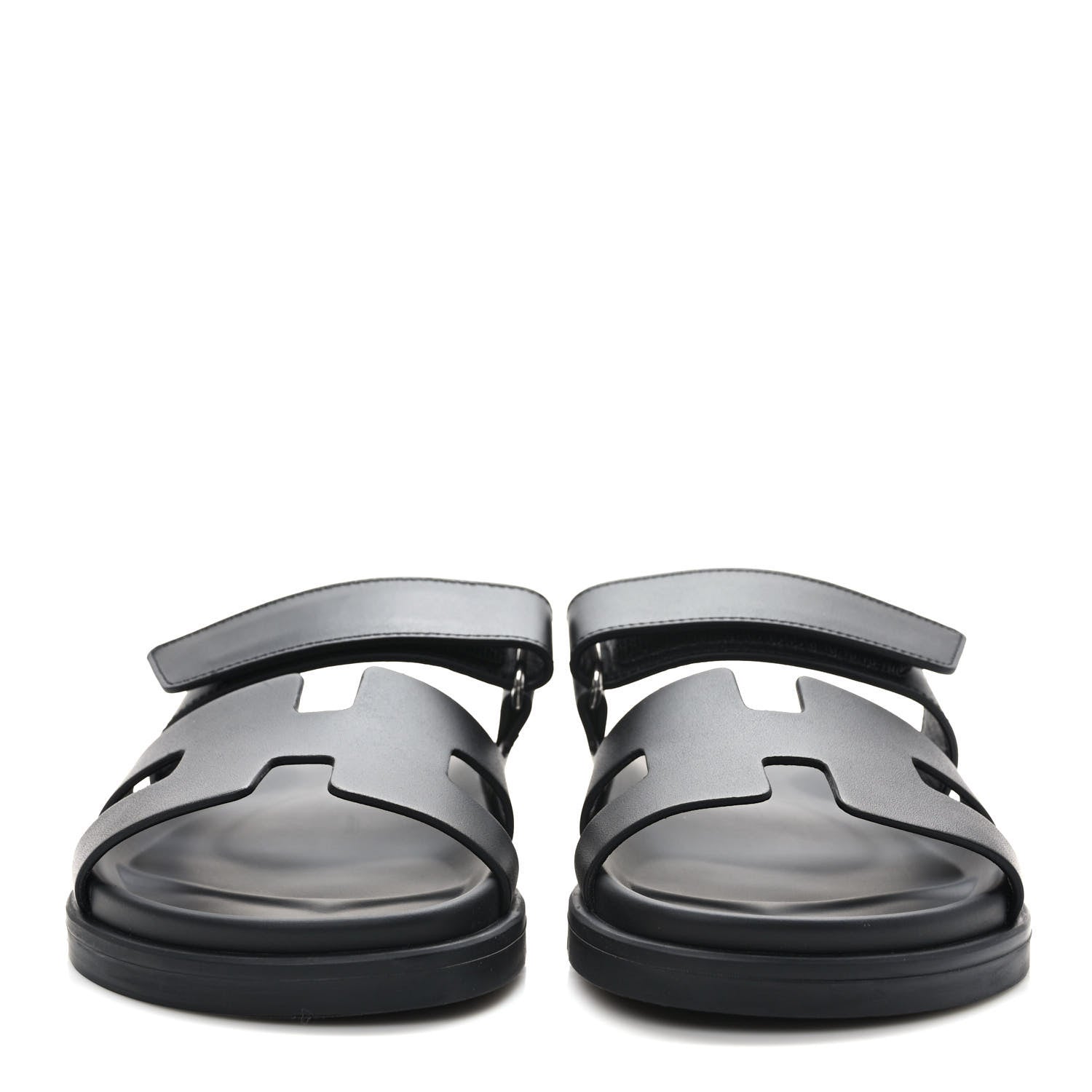 Hermes Calfskin Womens Chypre Sandals 36.5 Black 2 of 9