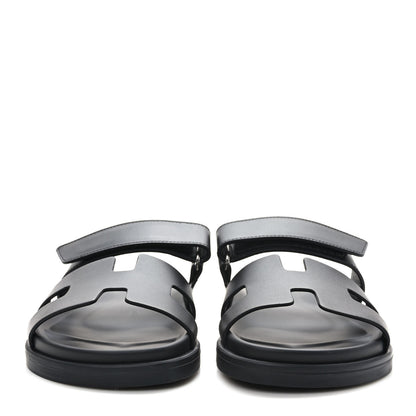 Hermes Calfskin Womens Chypre Sandals 36.5 Black 2 of 9
