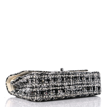 Chanel Tweed Quilted Medium Double Flap Black White Ecru 4 of 14