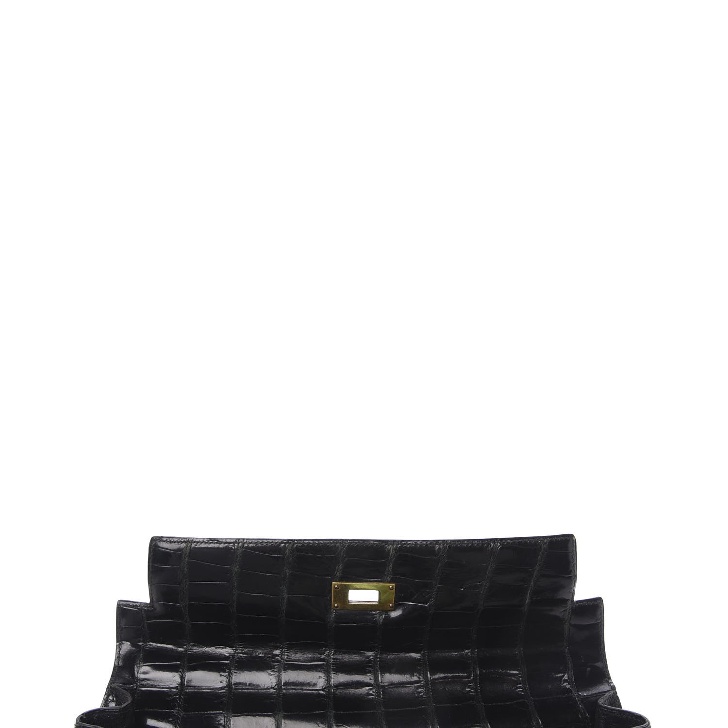 Hermes Shiny Porosus Crocodile Kelly Sellier 32 Black 15 of 50