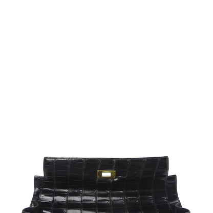 Hermes Shiny Porosus Crocodile Kelly Sellier 32 Black 15 of 50
