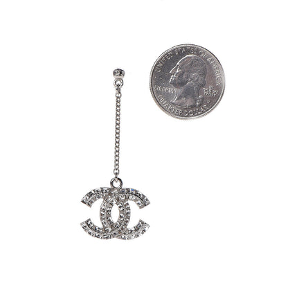 Chanel Baguette Crystal CC Drop Earrings Silver 2 of 4
