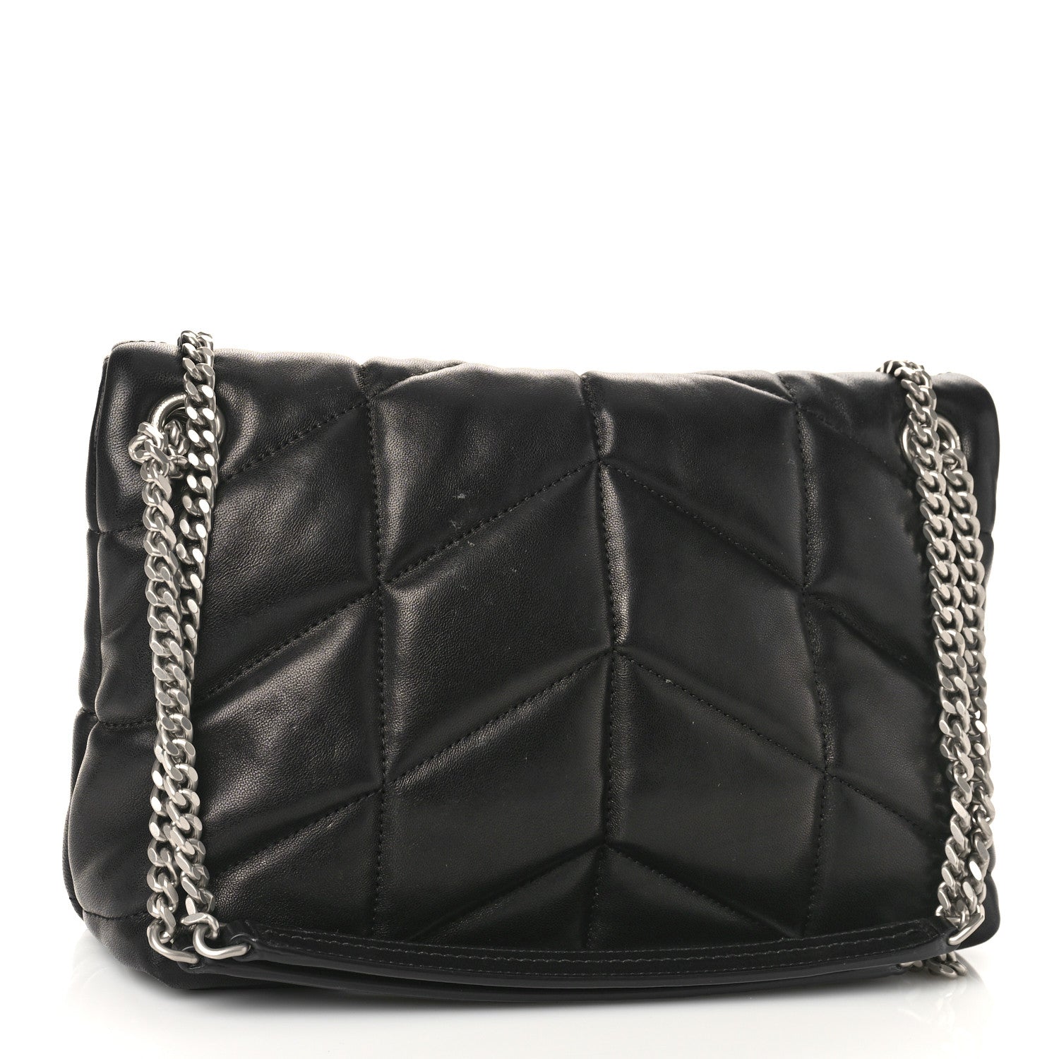 Saint Laurent Lambskin Quilted Small Loulou Puffer Monogram Chain Satchel Black 3 of 8