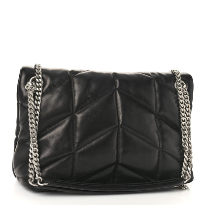 Saint Laurent Lambskin Quilted Small Loulou Puffer Monogram Chain Satchel Black 3 of 8
