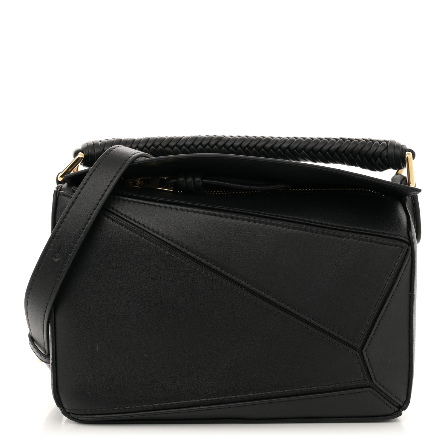 Loewe Calfskin Small Woven Puzzle Bag Black 1 of 12