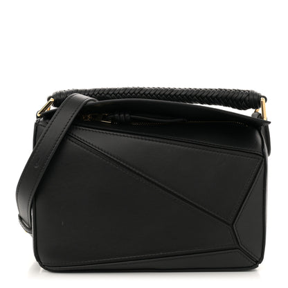 Loewe Calfskin Small Woven Puzzle Bag Black 1 of 12
