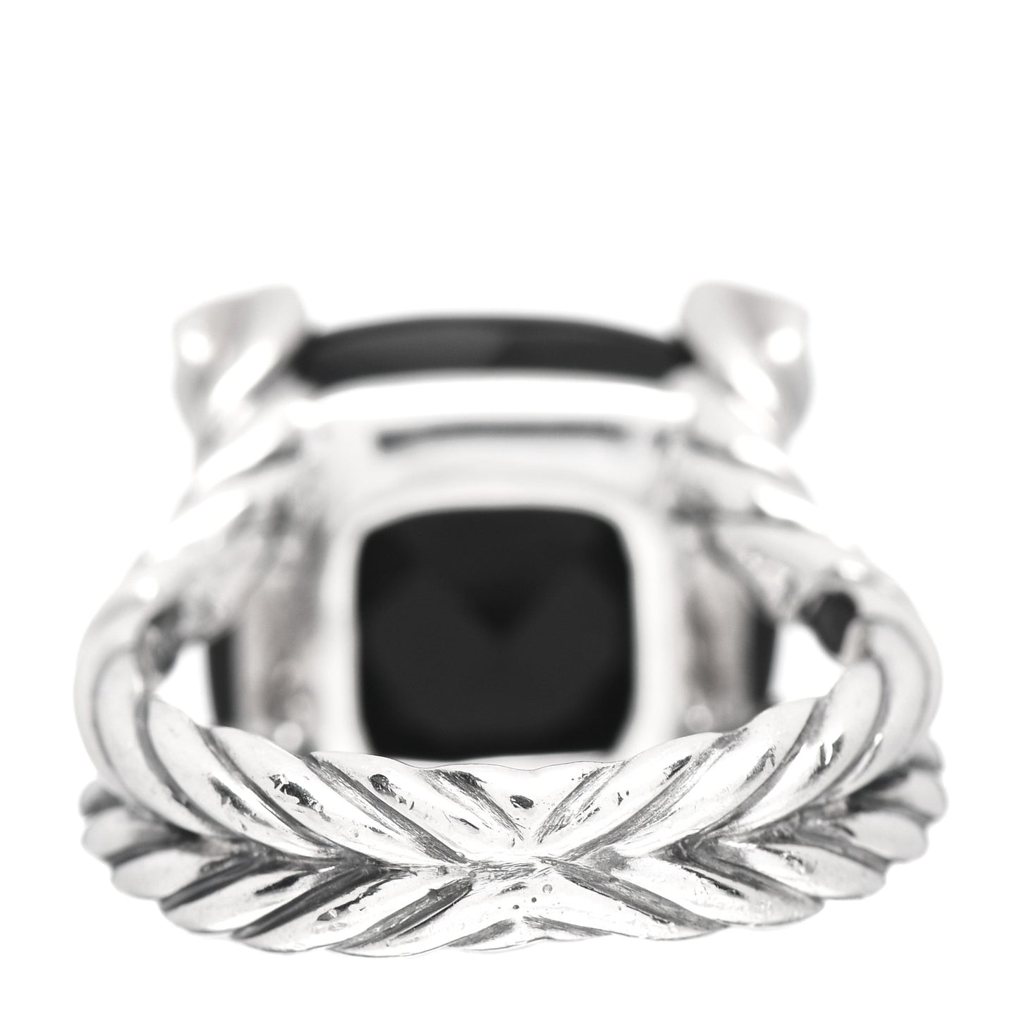 Sterling Silver Diamond Black Onyx 14mm Cushion On Point Ring 53 6.5