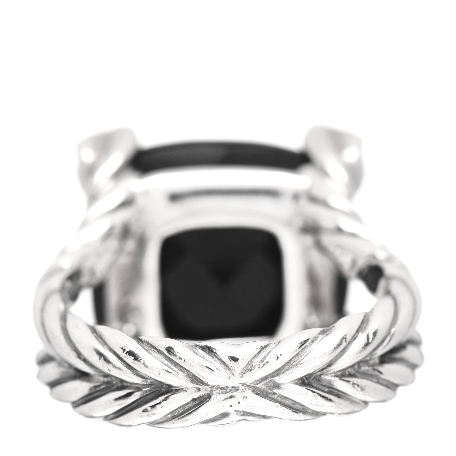 David Yurman Sterling Silver Diamond Black Onyx 14mm Cushion On Point Ring 53 6.5 4 of 5