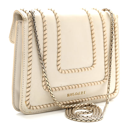 Bulgari Calfskin Woven Chain Serpenti Forever Crossbody Bag White 3 of 9