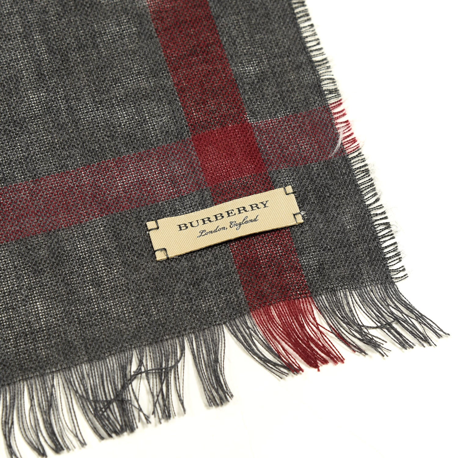 Burberry Wool Cashmere Check Lightweight Scarf Charcoal 3 of 4