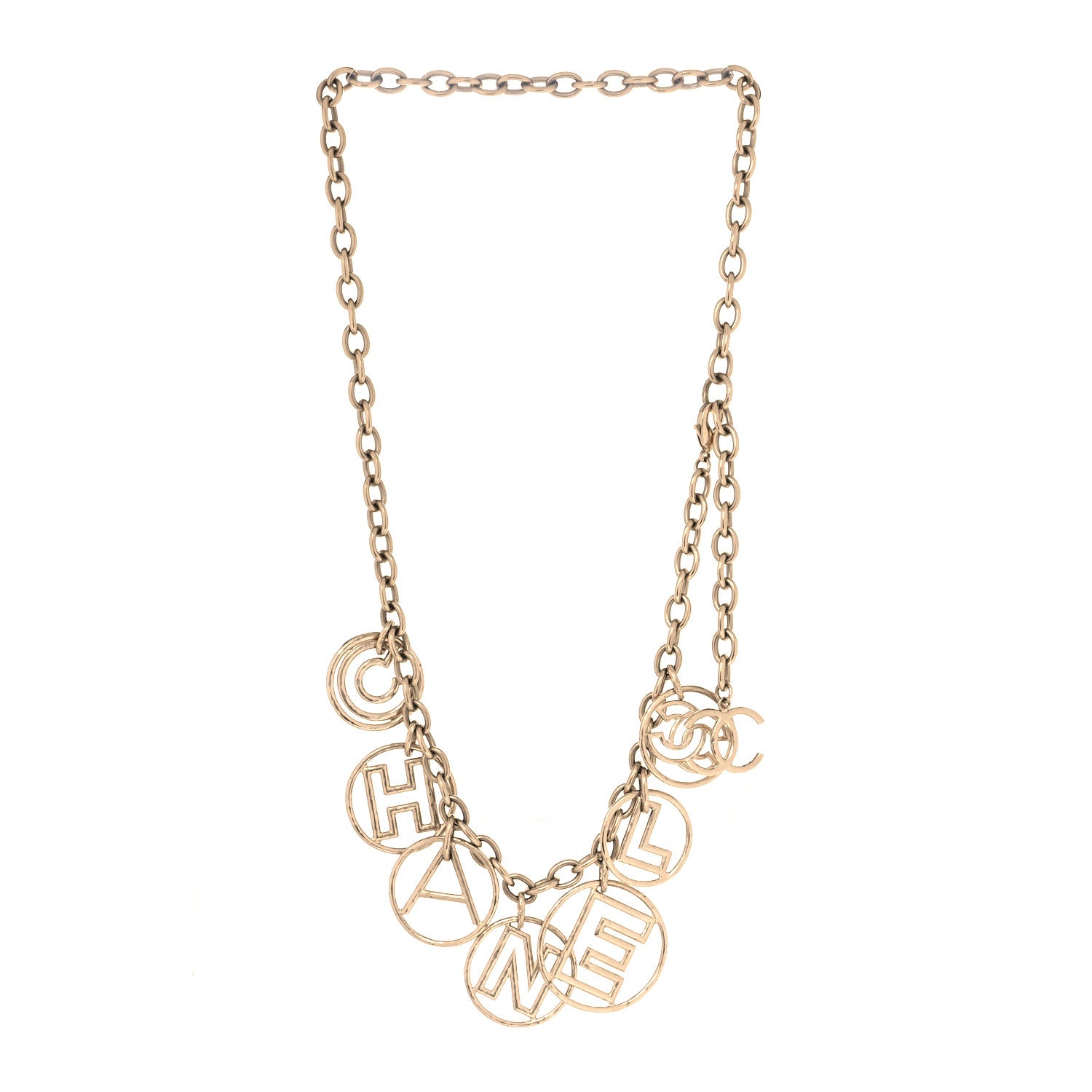 Chanel Metal Hoop Cuba Logo Necklace Gold 2 of 3