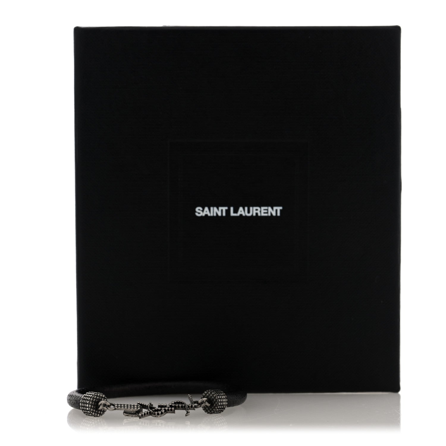 Saint Laurent Crinkled Calfskin Opyum Bracelet Black 4 of 4