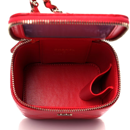 Chanel Caviar Quilted Mini Vanity Case With Chain Red 5 of 12