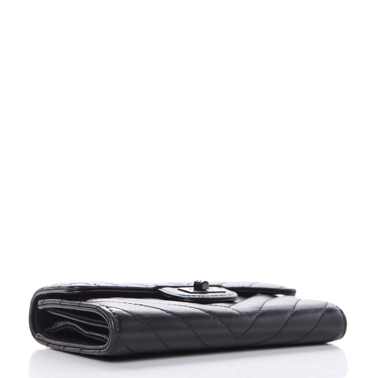 Aged Calfskin Chevron Quilted Reissue Medium Flap Wallet So Black