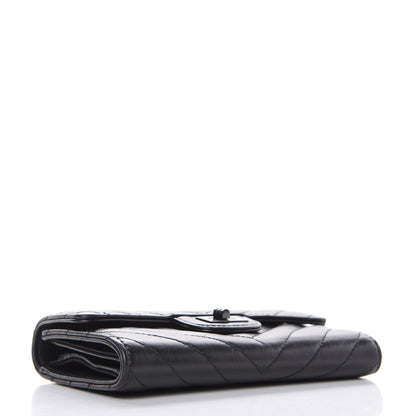 Chanel Aged Calfskin Chevron Quilted Reissue Medium Flap Wallet So Black 4 of 11