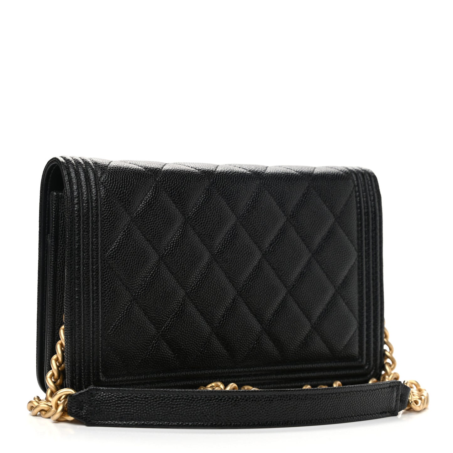 Caviar Quilted Boy Wallet On Chain WOC Black