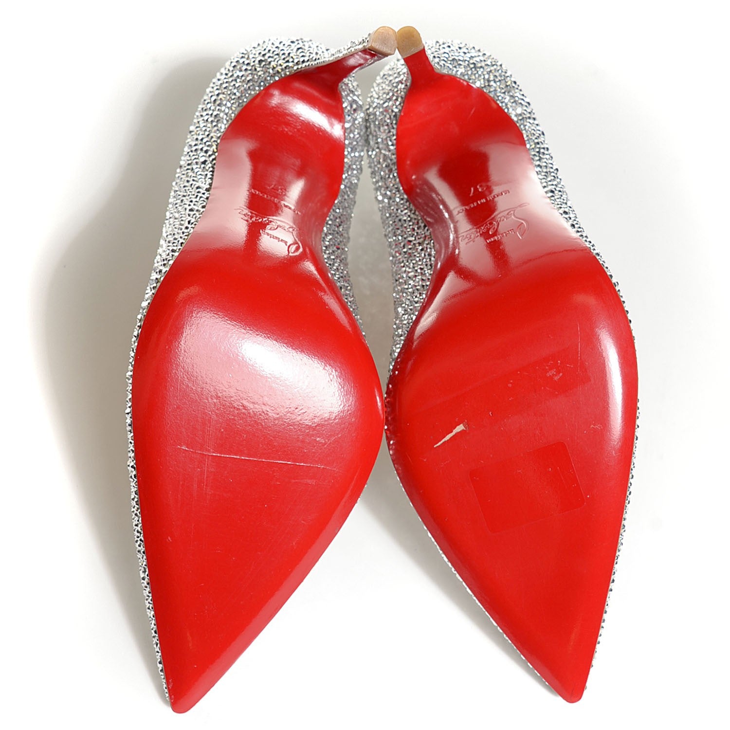 Christian Louboutin Suede Burma Strass Decollete 554 100 Pumps 37 Silver 5 of 7