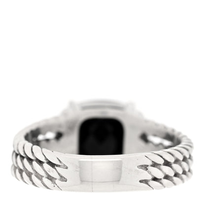 David Yurman Sterling Silver Diamond Black Onyx 10mm Petite Wheaton Ring 56 7.5 3 of 4
