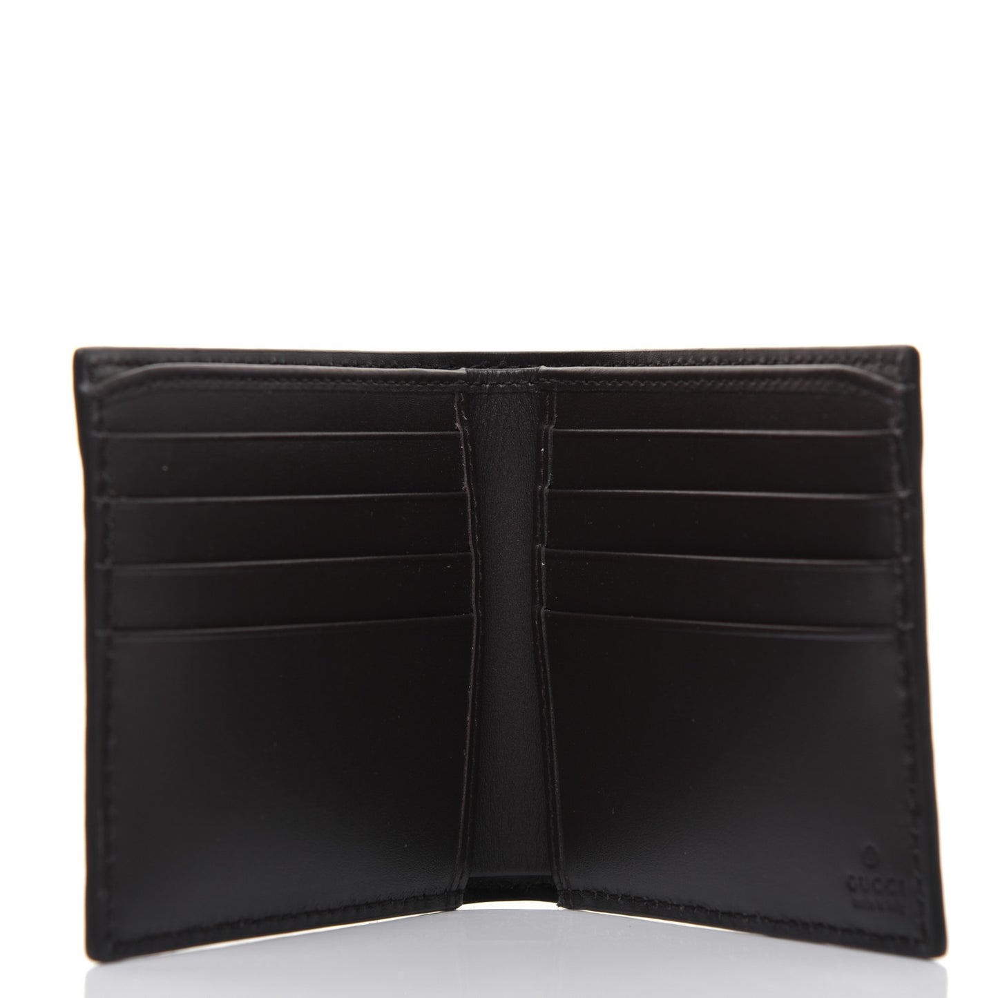 GG Supreme Monogram Selleria Calfskin Web New Web Bi-Fold Wallet Beige Ebony Cocoa