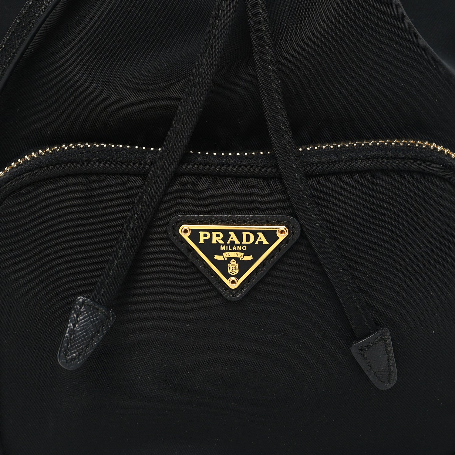 Prada Saffiano Tessuto Nylon Mini Bucket Crossbody Bag Black 8 of 11