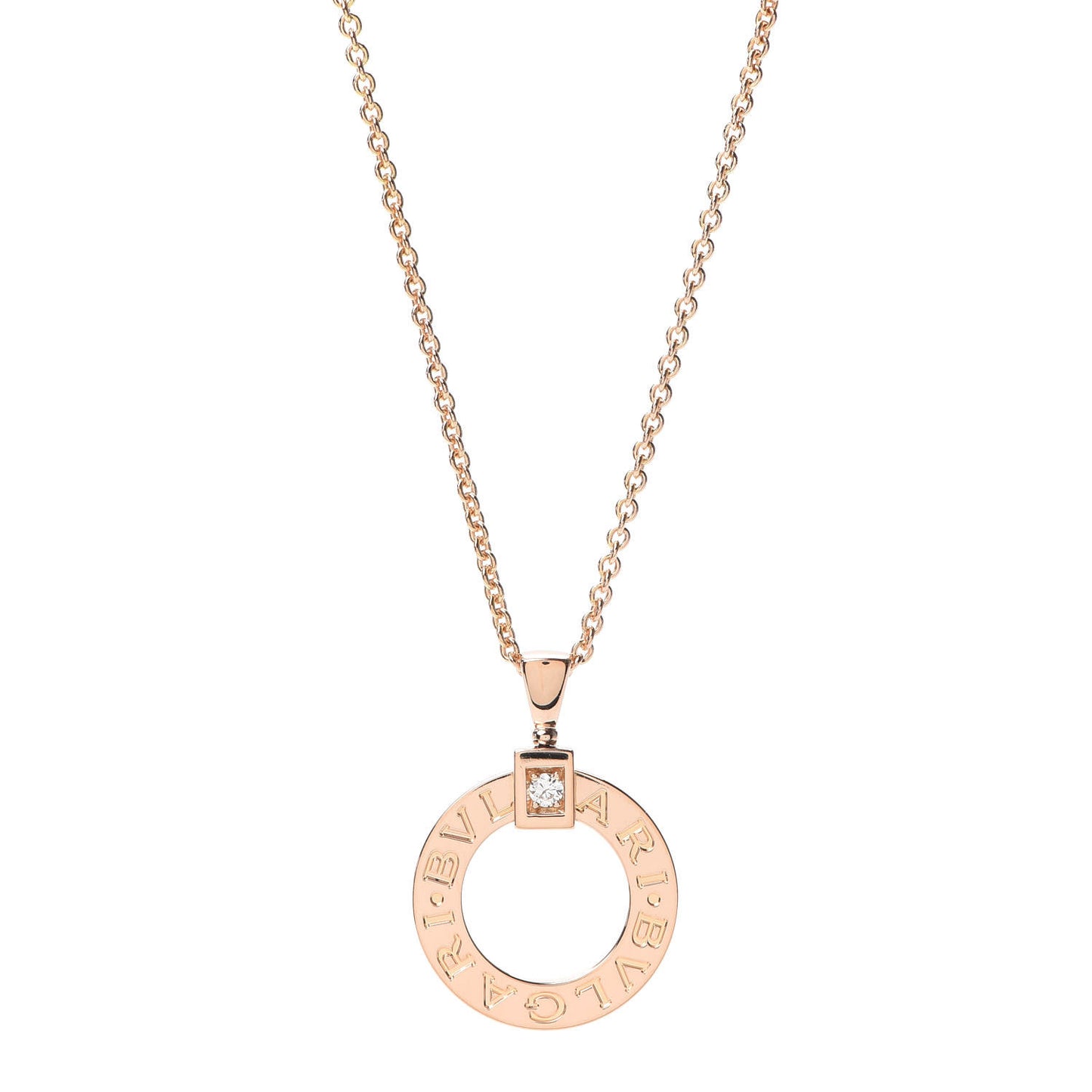 18K Rose Gold Diamond BVLGARI BVLGARI Pendant Necklace