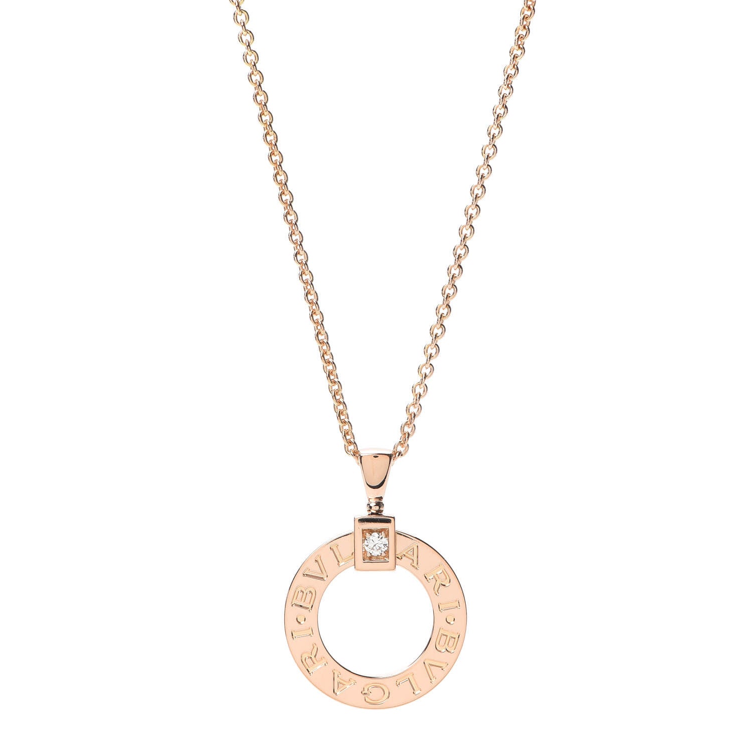 Bulgari 18K Rose Gold Diamond BVLGARI BVLGARI Pendant Necklace 1 of 5