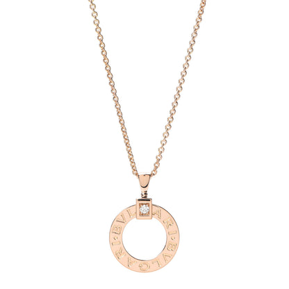 Bulgari 18K Rose Gold Diamond BVLGARI BVLGARI Pendant Necklace 1 of 5