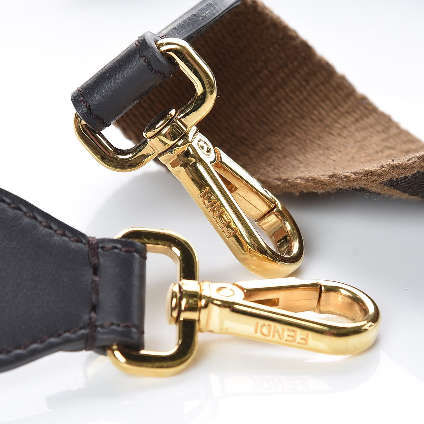 Ribbon Vitello Century FF 1974 Studded Strap You Fango Marrone Ebano