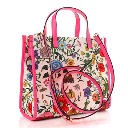 Gucci Canvas Medium Flora Tote Fuchsia 3 of 12
