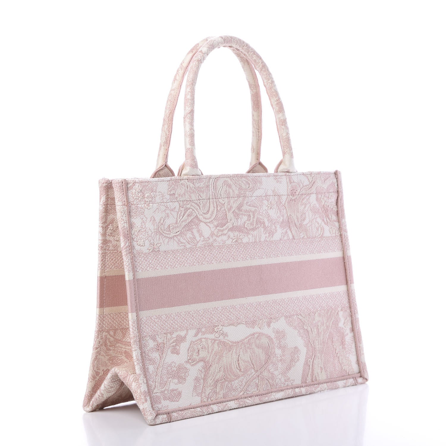 Christian Dior Canvas Embroidered Medium Dioriviera Toile De Jouy Book Tote Rose 2 of 9