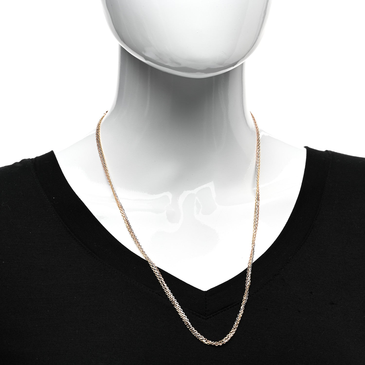 Cartier 18K Pink Yellow White Gold Three Chain Necklace 2 of 5
