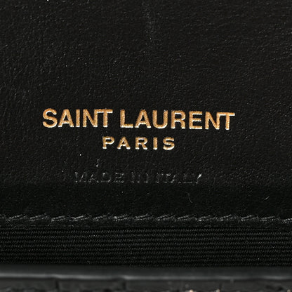 Saint Laurent Crocodile Embossed Monogram Phone Holder Crossbody Black 7 of 9