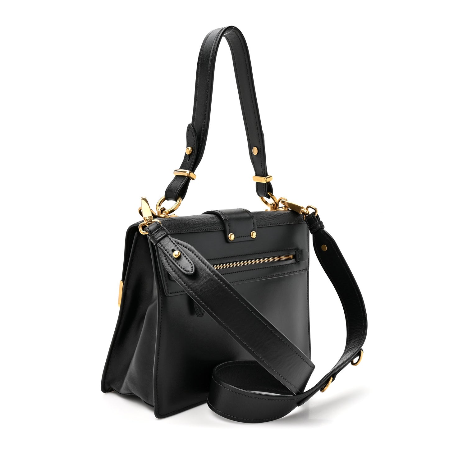 City Calfskin Saffiano Cahier Top Handle Bag Black