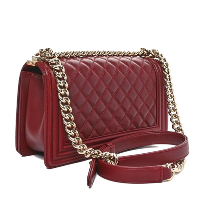Chanel Lambskin Quilted Medium Boy Flap Dark Red 3 of 11
