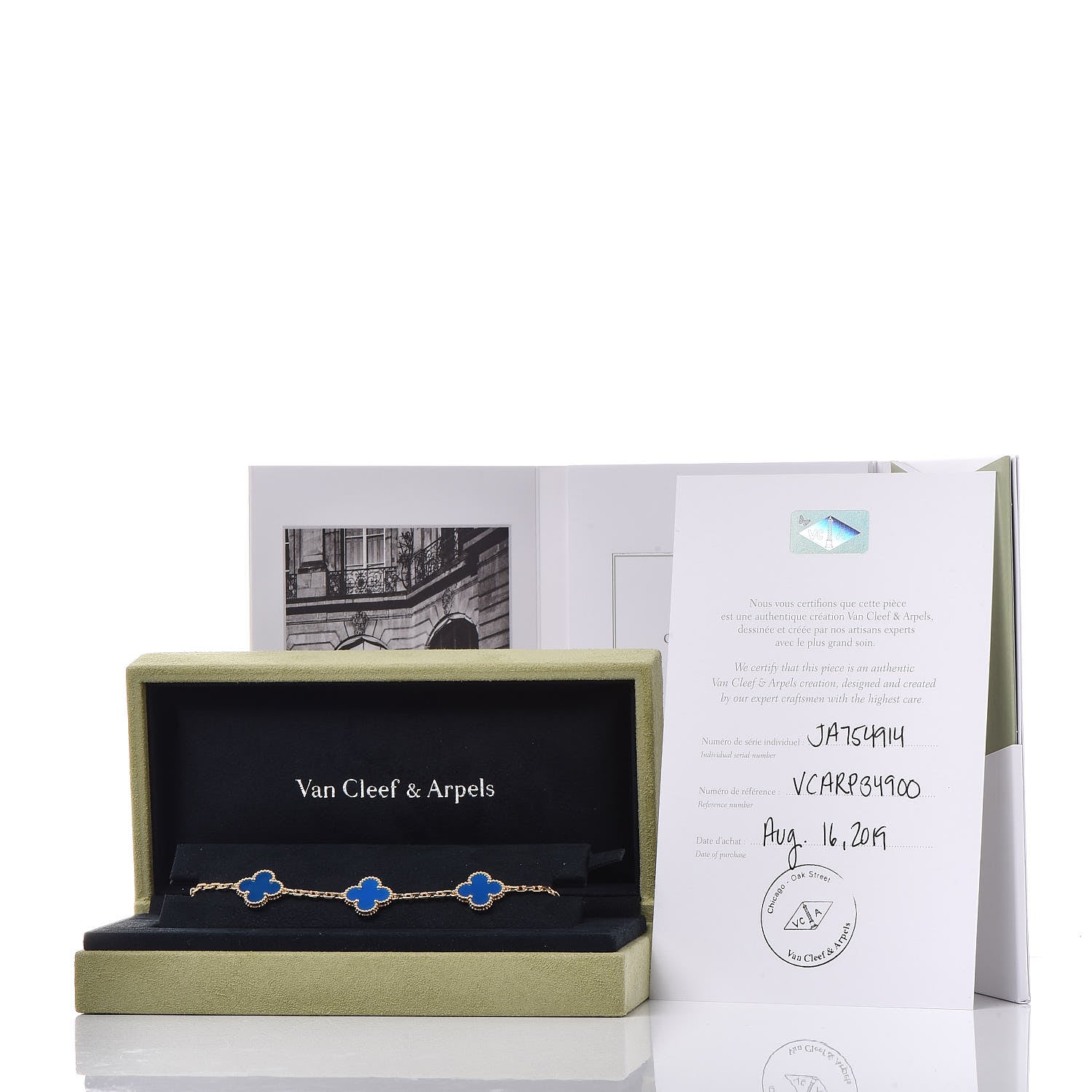 Van Cleef & Arpels 18K Yellow Gold Blue Agate 5 Motifs Vintage Alhambra Bracelet 6 of 6