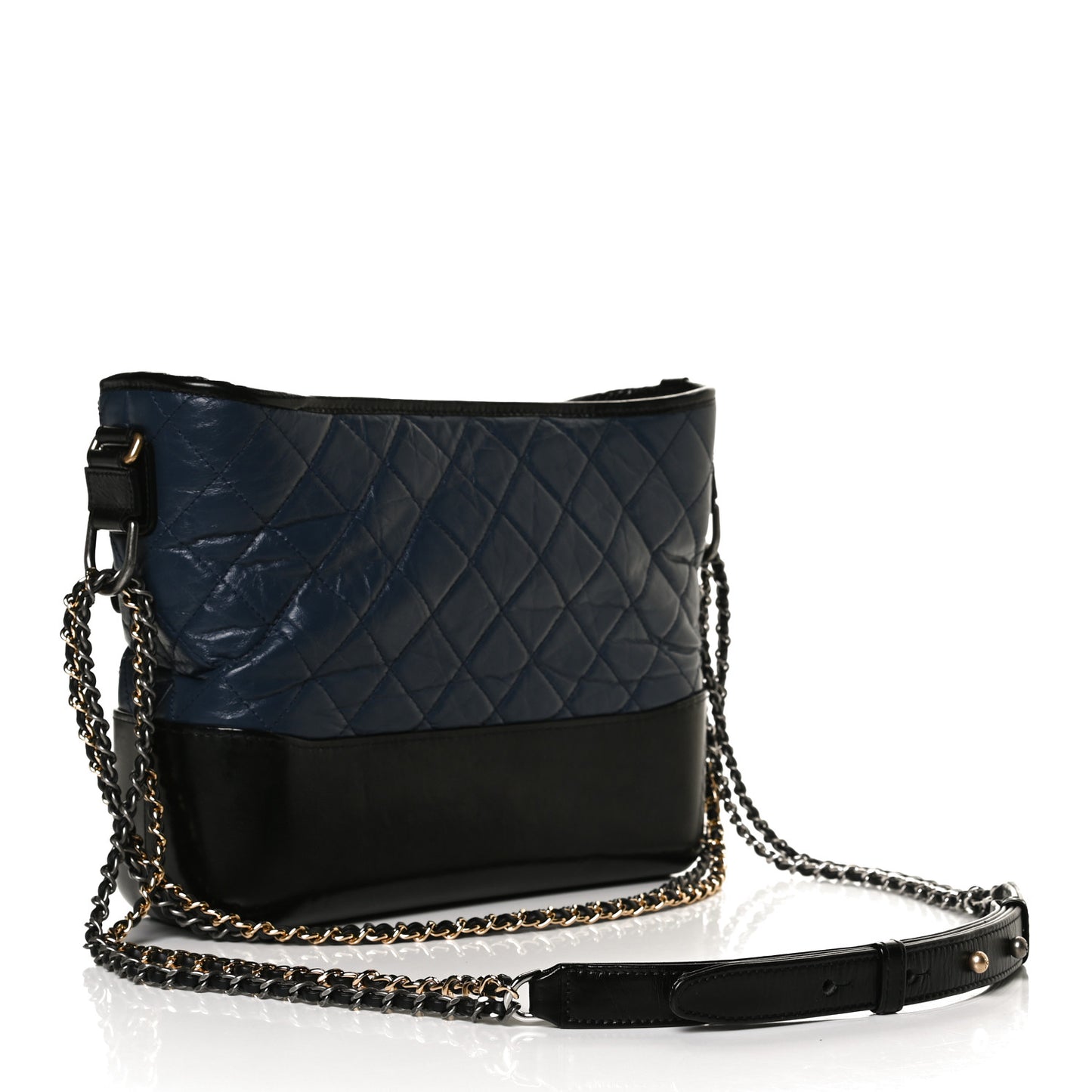 Aged Calfskin Quilted Medium Gabrielle Hobo Navy Black