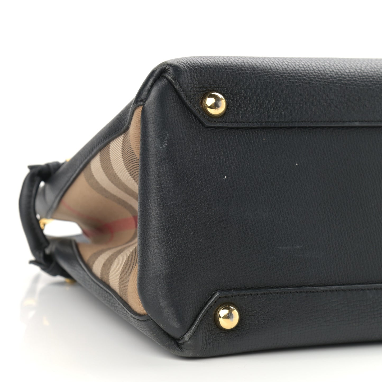 Grainy Calfskin House Check Medium Banner Tote Black
