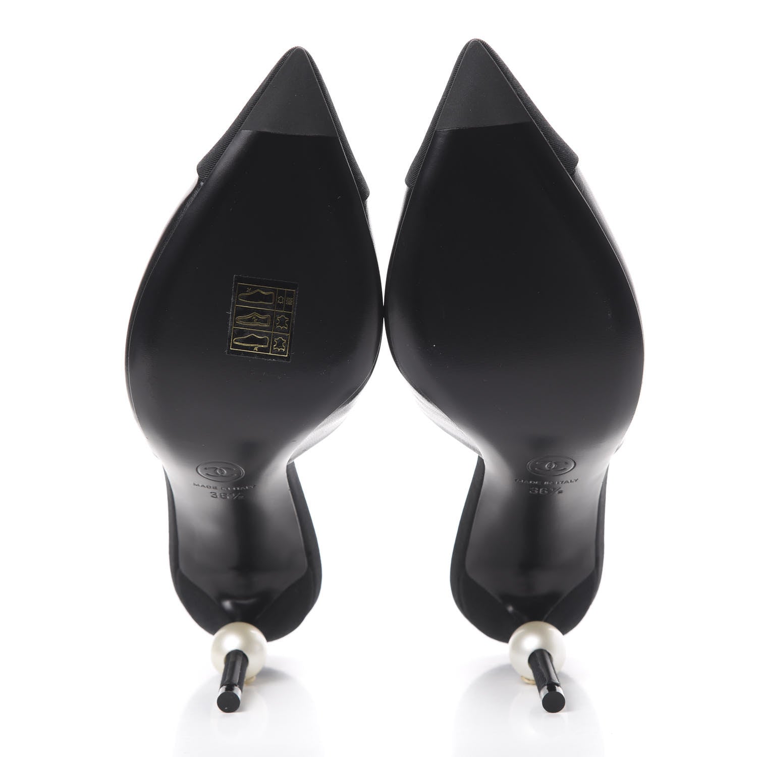 Chanel Goatskin Grosgrain Cap Toe Pearl Mule 36.5 Black 6 of 10