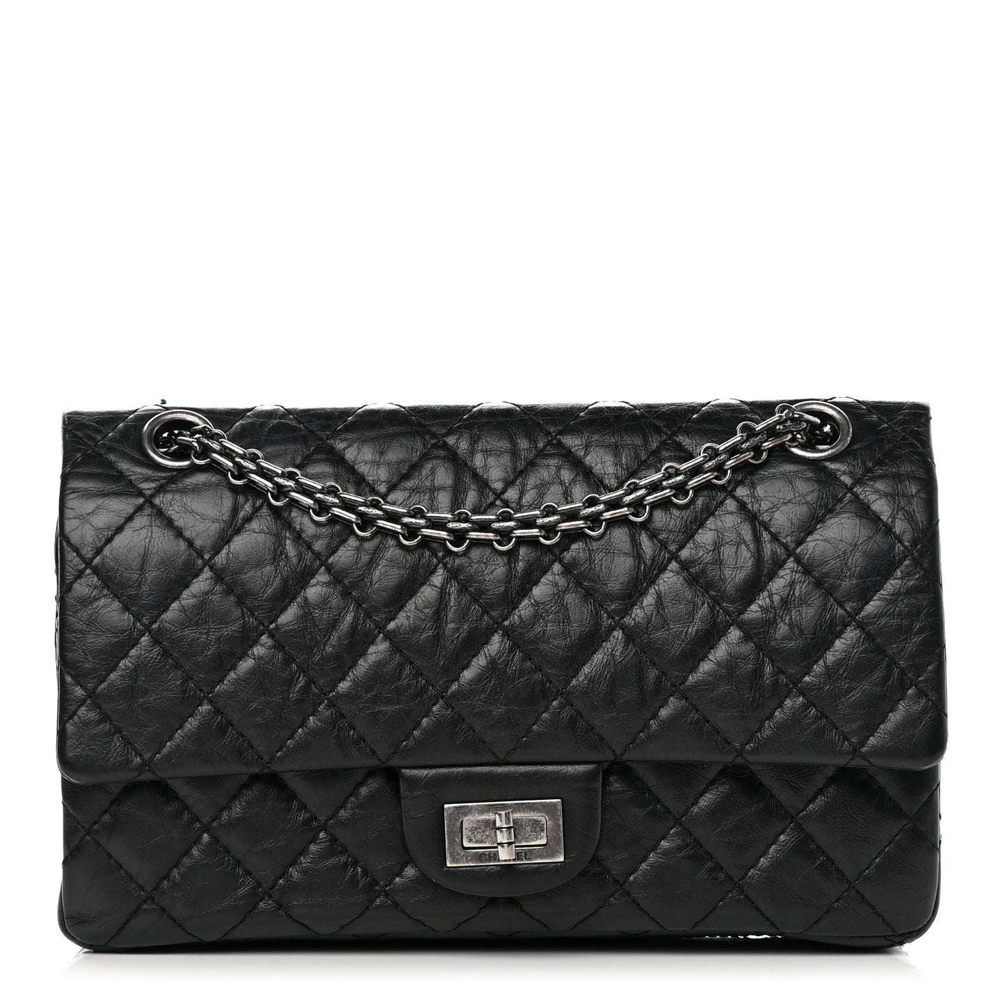Aged Calfskin Quilted 2.55 Reissue 225 Flap Black
