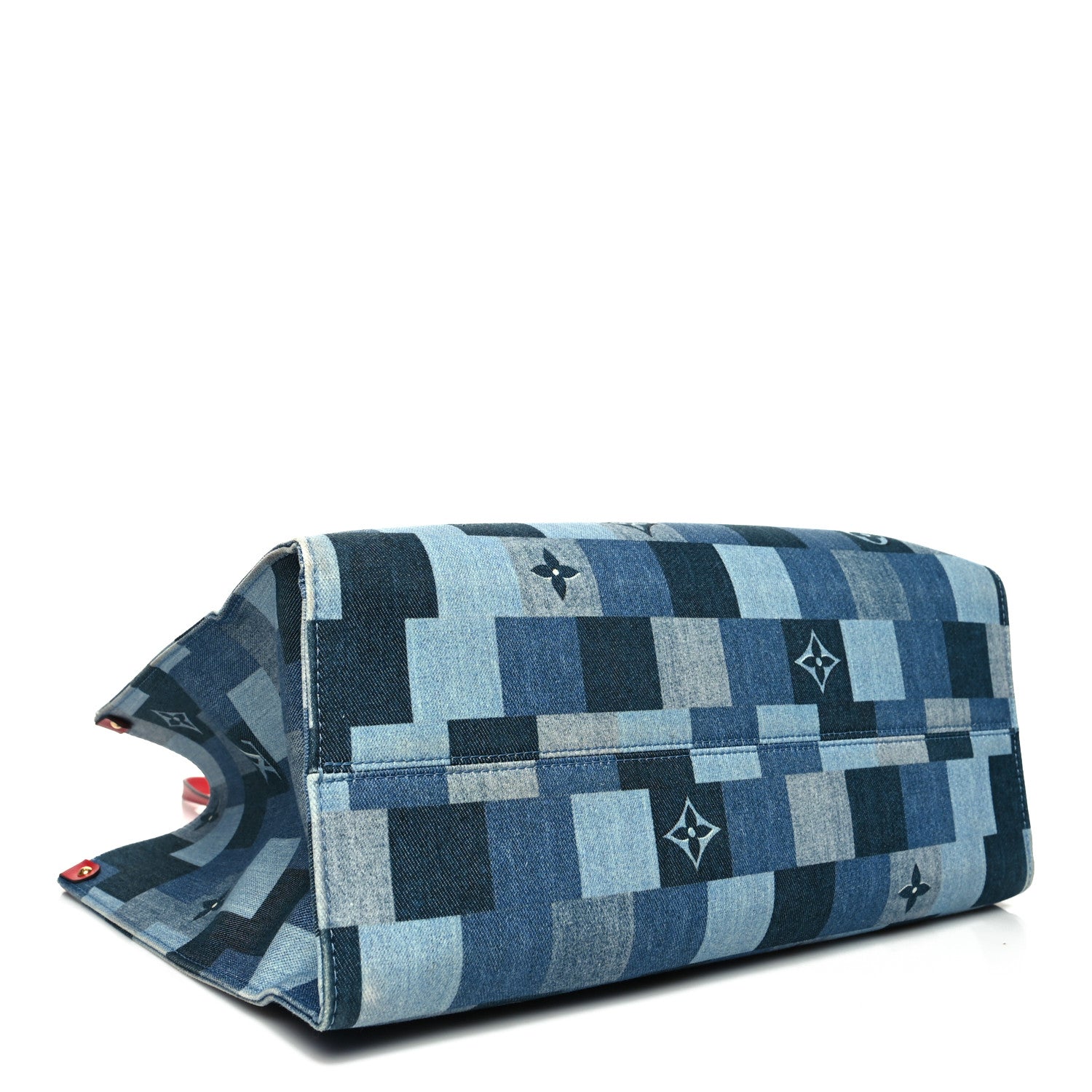 Louis Vuitton Denim Damier Monogram Onthego Blue Rouge 4 of 12