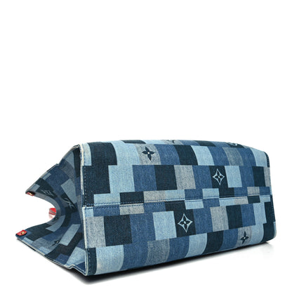 Louis Vuitton Denim Damier Monogram Onthego Blue Rouge 4 of 12