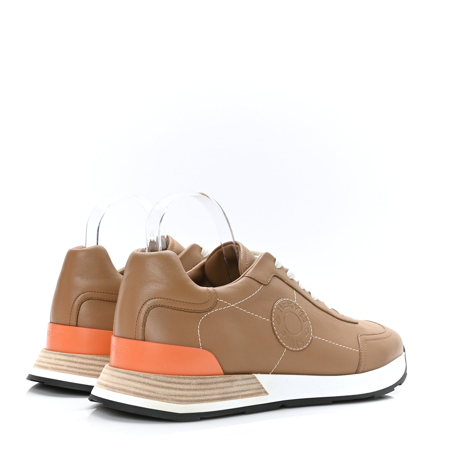 Calfskin Mens Drive Sneakers 46 Naturel