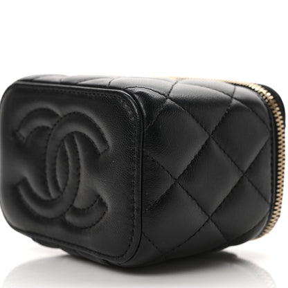 Chanel Lambskin Quilted Mini Pearl Crush Vanity Case With Chain Black 9 of 10