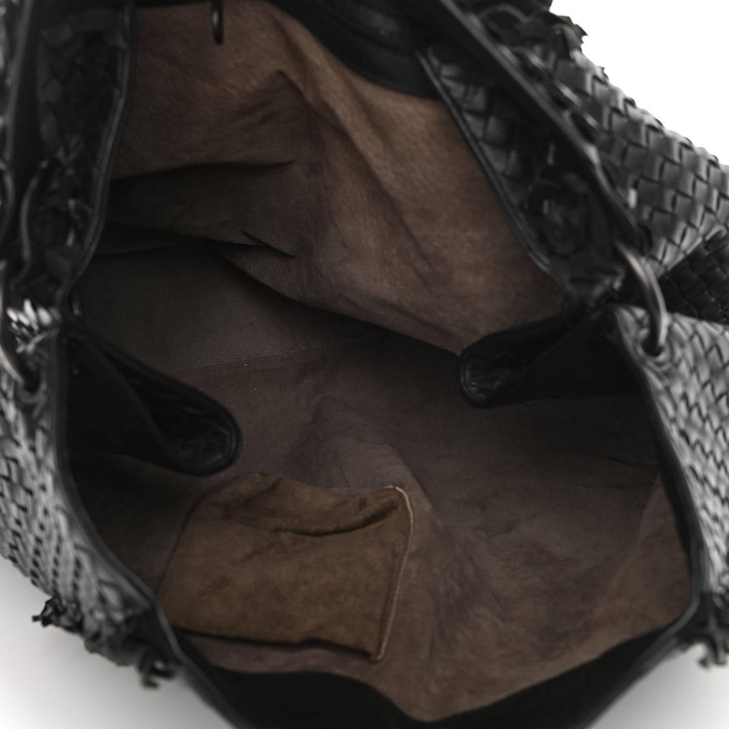Nappa Intrecciato Large Franges Shoulder Bag Black