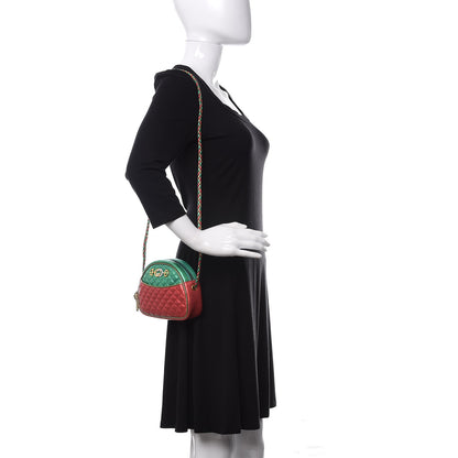 Gucci Laminated Nappa Trapuntata Mini Zumi Dome Shoulder Bag Rosso Jasmine Green Rame 2 of 10