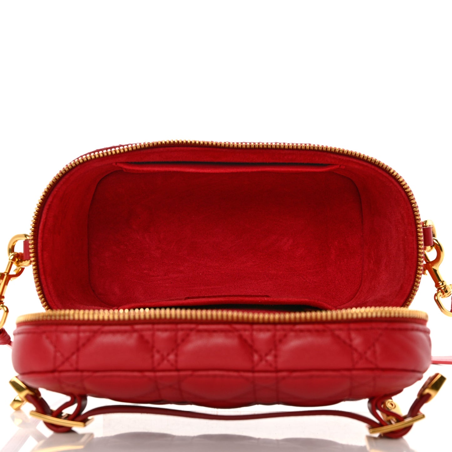 Lambskin Cannage Small Diortravel Vanity Case Red