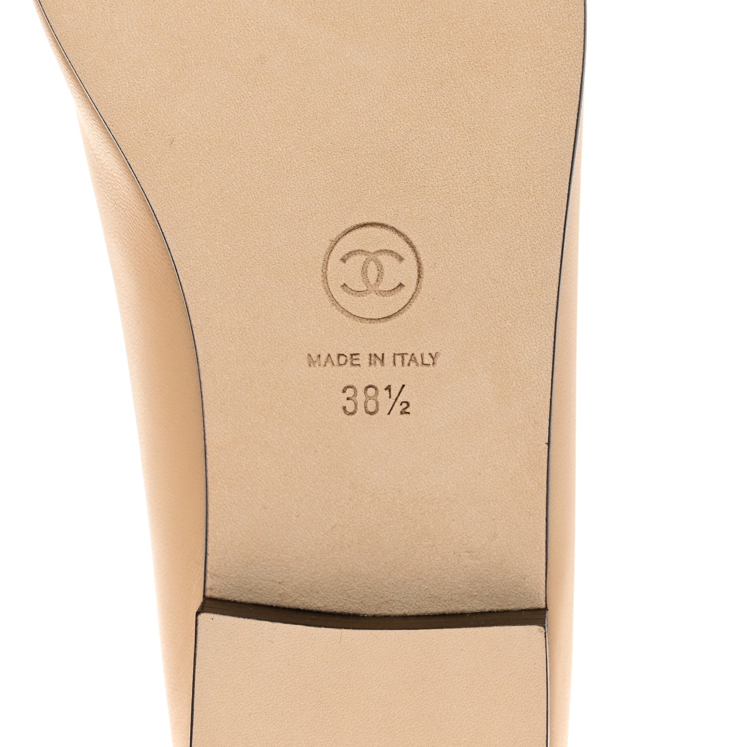 Chanel Lambskin Cap Toe CC Ballerina Flats 38.5 Beige Black 8 of 9