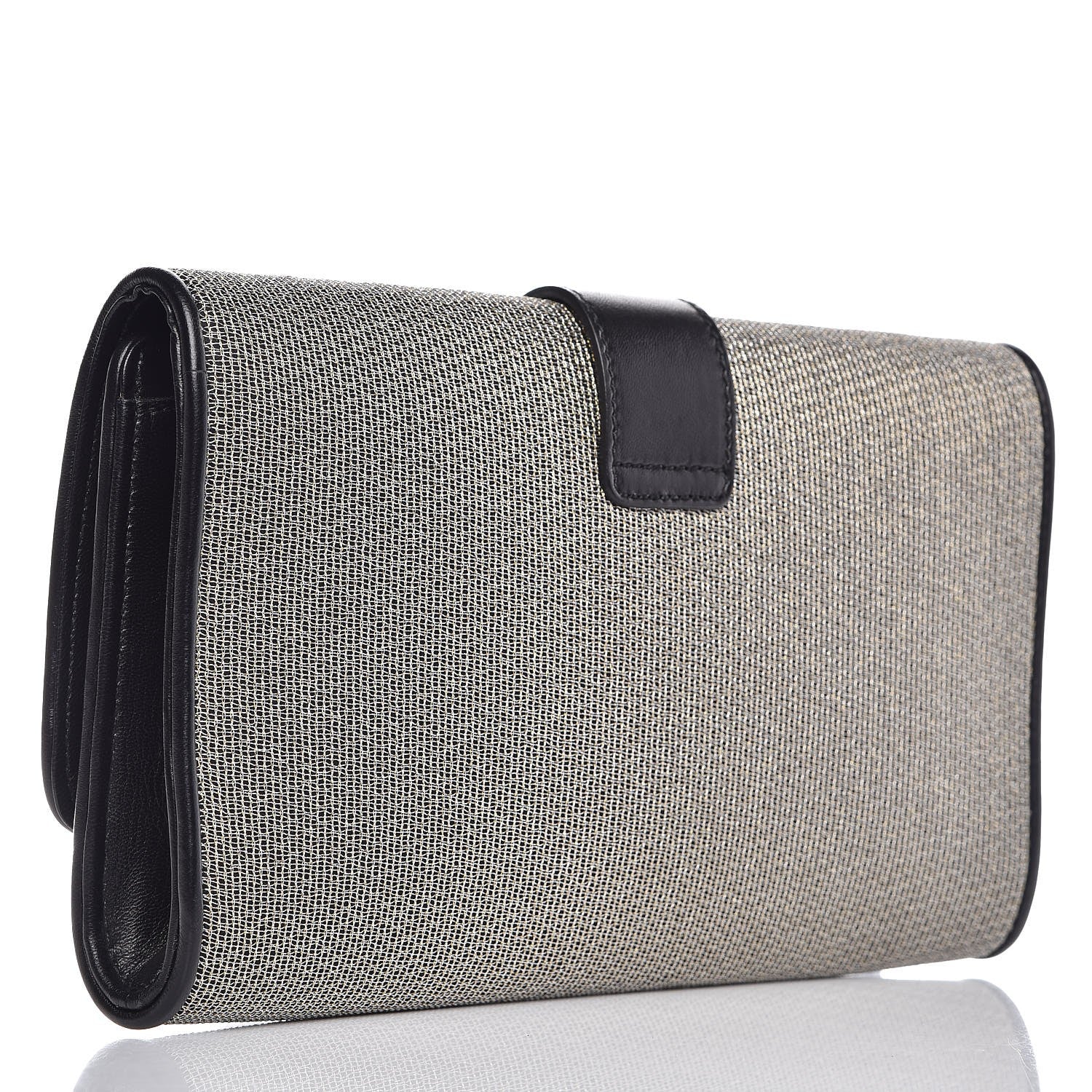 Saint Laurent Metallic Mesh Calfskin Classic Y Ligne Clutch Silver Black 3 of 8