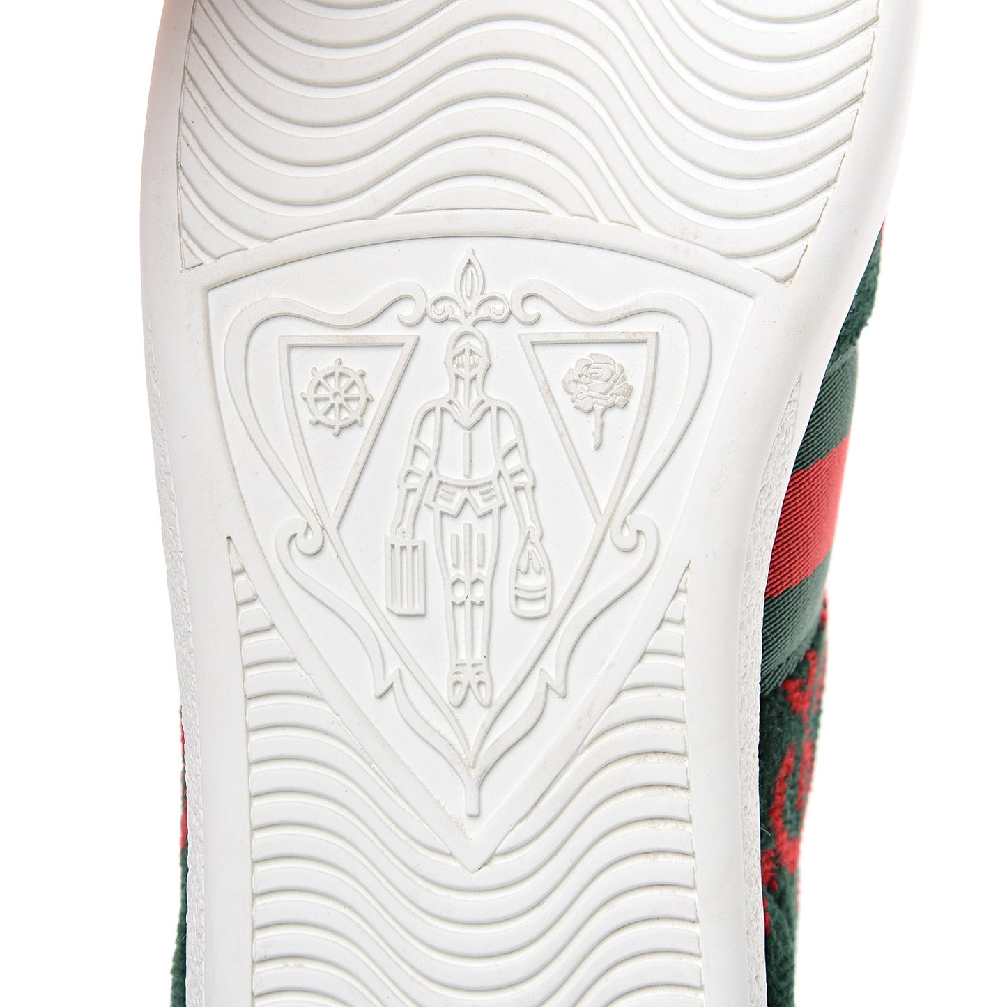 Terry Cloth GG Monogram Web Womens Ace Sneakers 36 Green Red